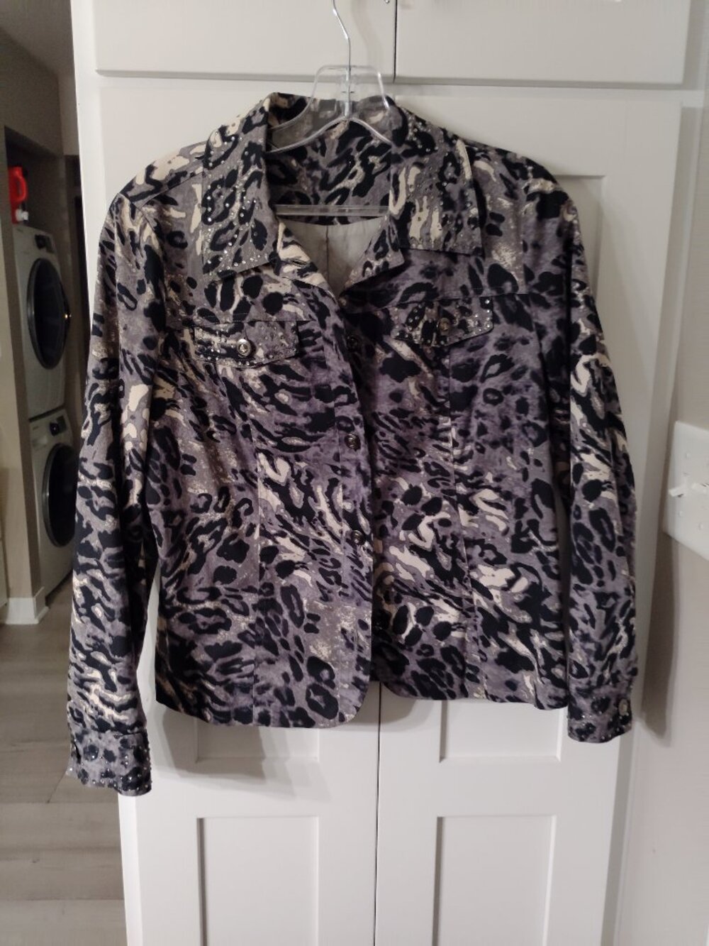 An Abstract Zebra Print Bomber Jacket